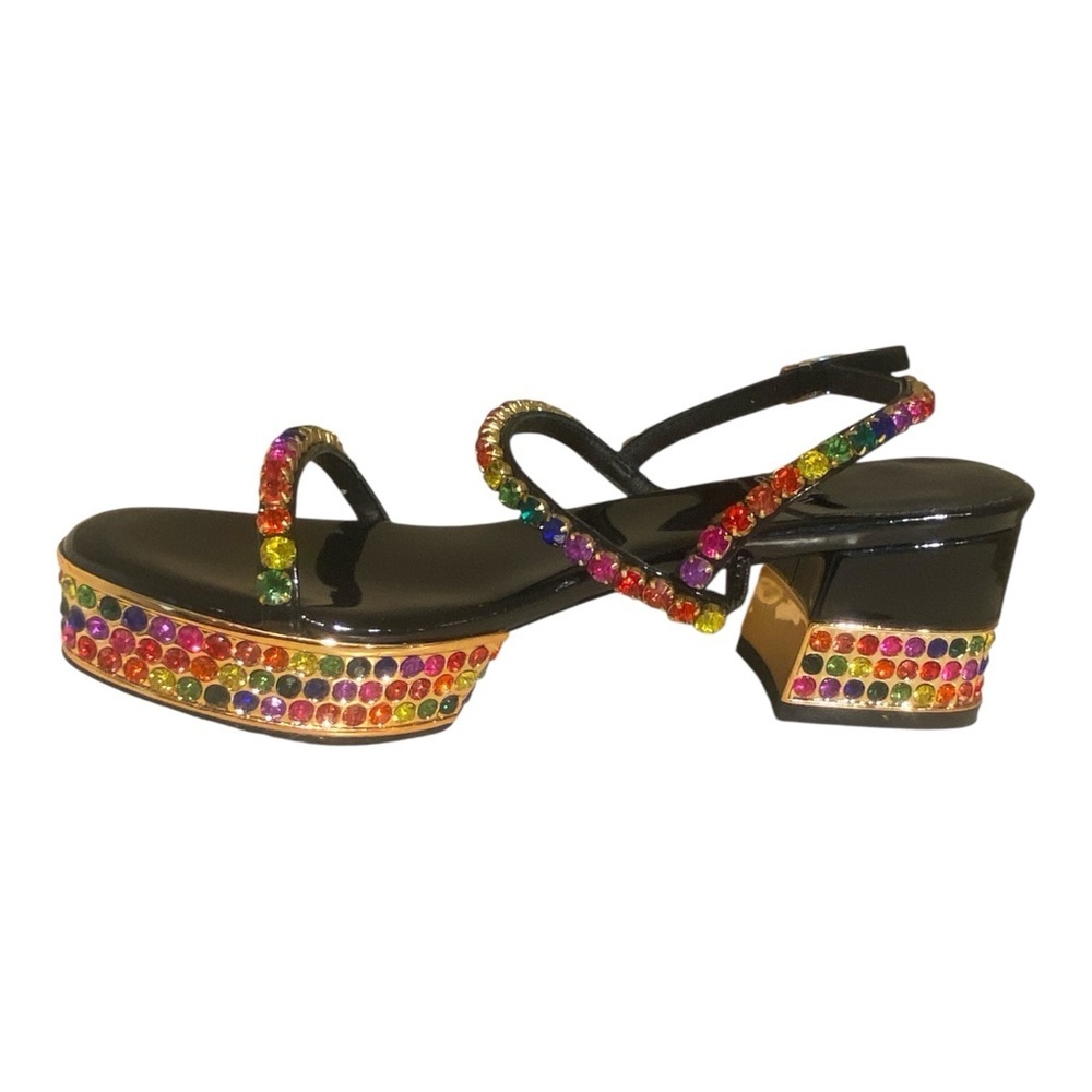 Jeffrey Campbell Rhinestone Platform Sandal Rainbow Multi Color New 7.5 in box - Picture 3 of 16
